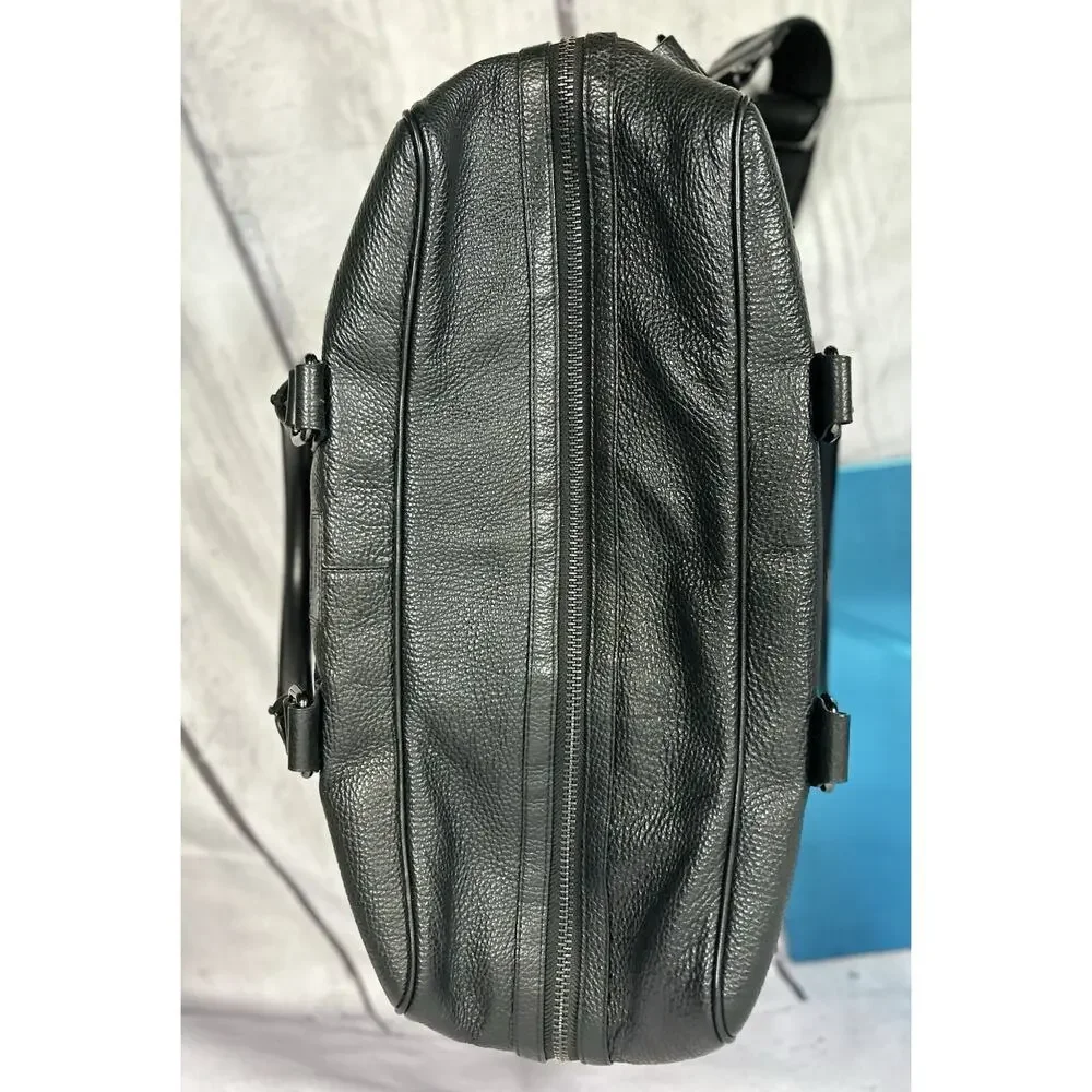 Aquatalia Made in Italy Black Leather Cargo Duffel Shoulder Bag